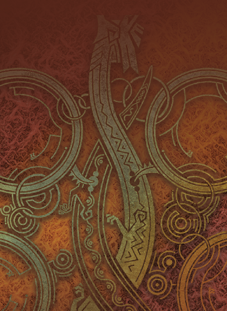 Orange background with fantasy, whimsical patterns and textures