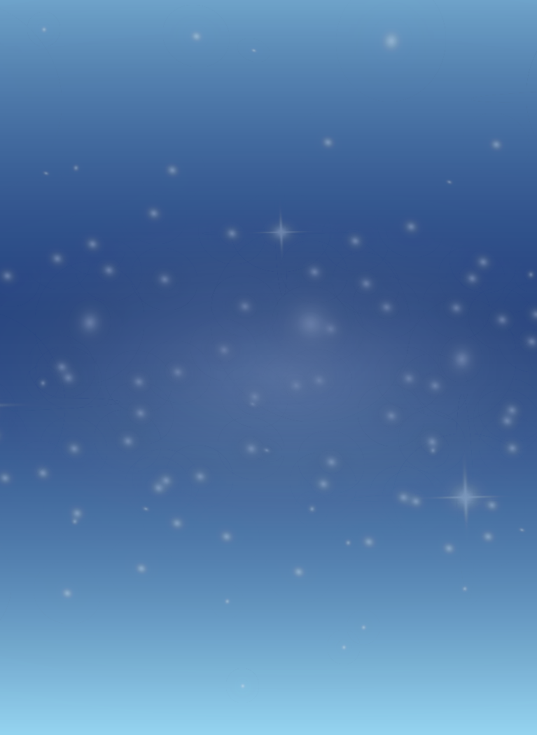 Blue gradient background with floating magical particles