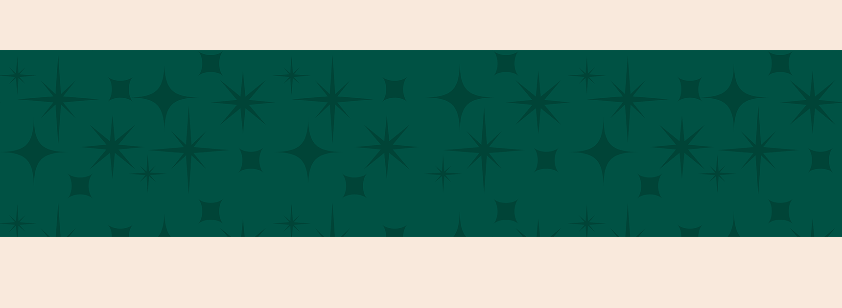 Dark Green background with multi-shaped stars seamless pattern over solid color Tan background
