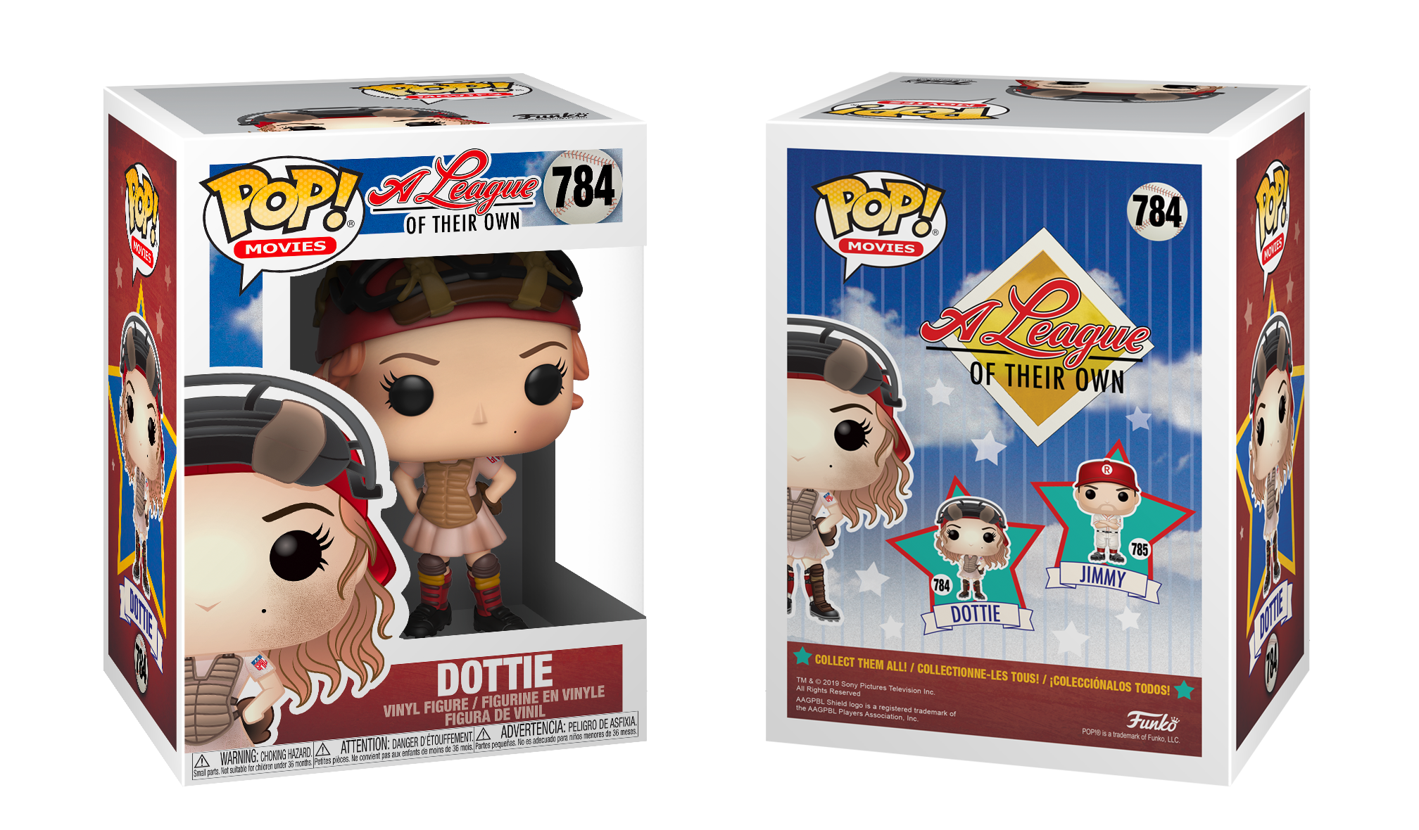 Pop! Dottie from A League of Their Own in Box, Front and Back