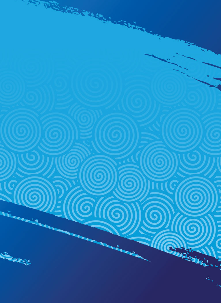 Light Blue background with swirl seamless pattern and Dark Blue paint stroke overlay