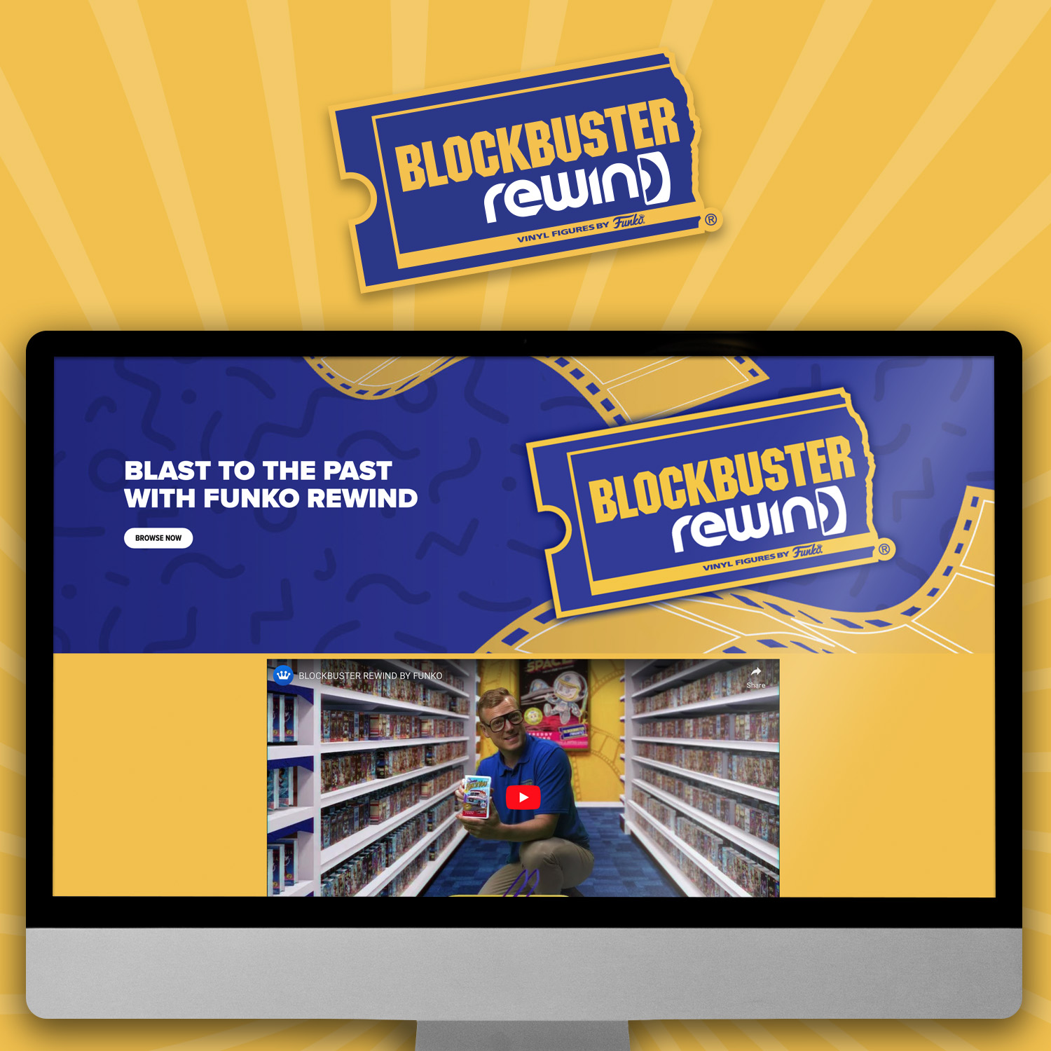 Blockbuster Rewind landing page inside a screen