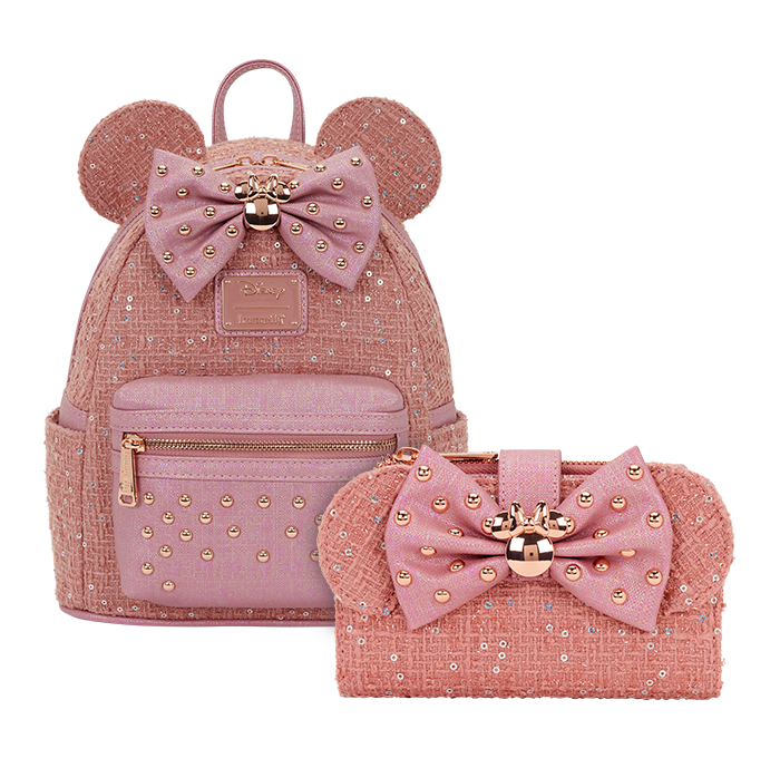 WDBK4319/WDWA3494 - Minnie Mouse Exclusive Glitter Tweed Mini Backpack/Minnie Mouse Exclusive Glitter Tweed Flap Wallet