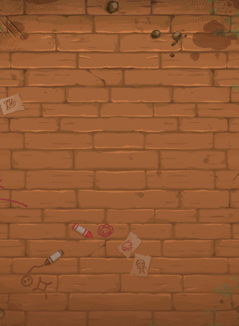 Cartoon brick background with wear and tear textures and Brown gradient overlay