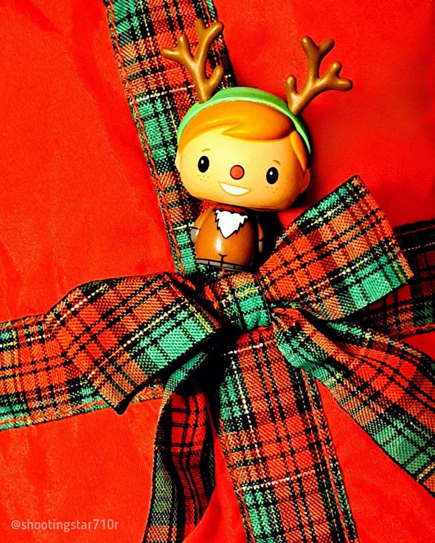 Holiday Freddy with Antlers Mystery Mini with a plaid bow