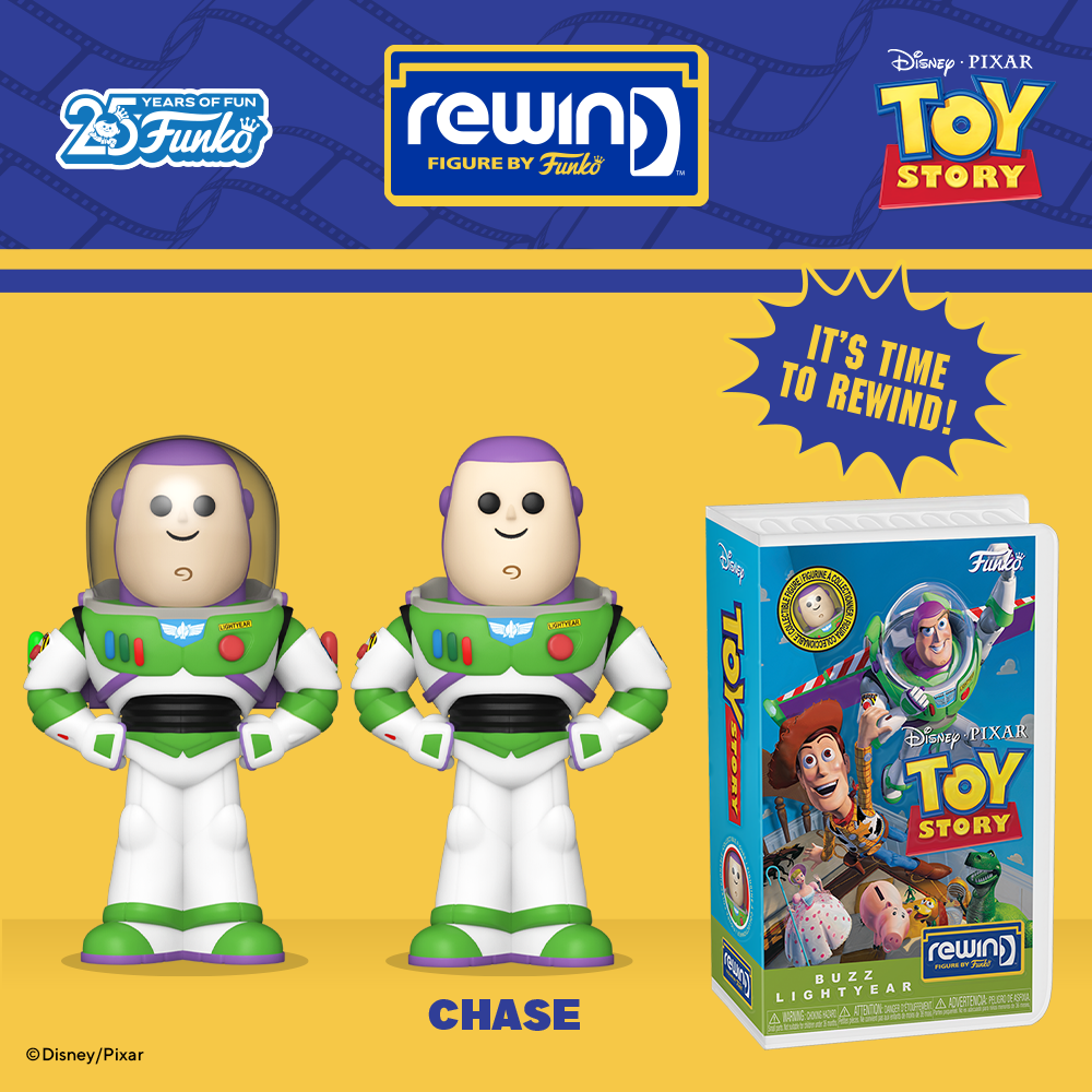 Take your Disney-Pixar’s Toy Story collection to extraordinary heights with REWIND Buzz Lightyear! There’s a 1 in 6 chance you may find the chase of Buzz Lightyear without Helmet. What galactic adventures await your collection?