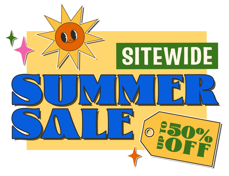 Funko Summer Sale logo lock-up. Up to 50% Off Sitewide!