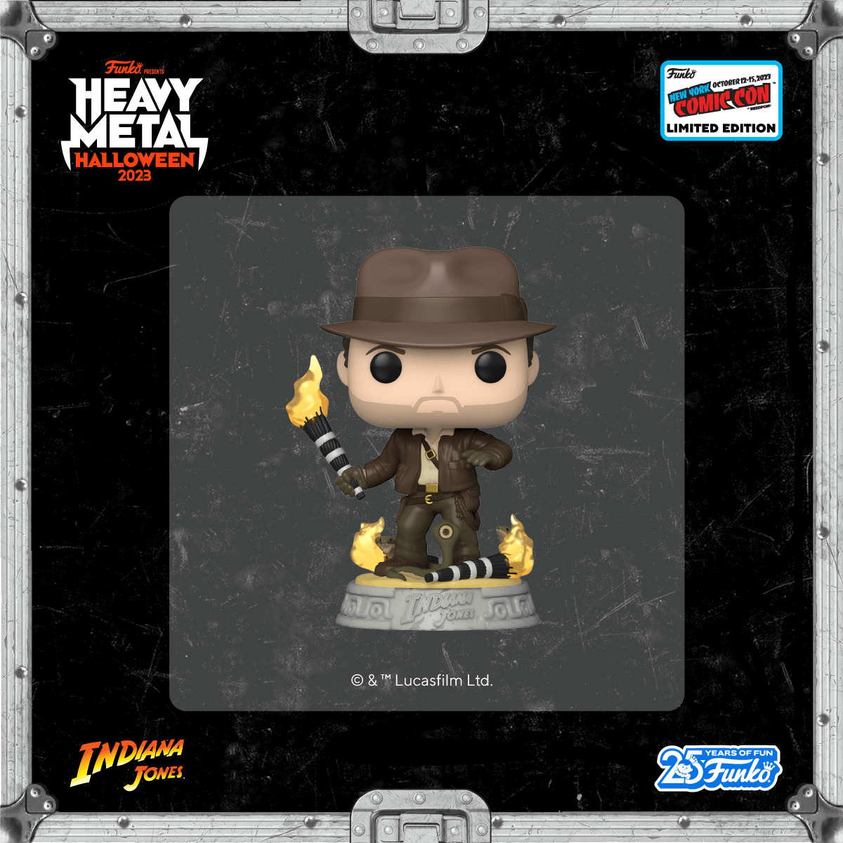 New York Comic Con exclusive Pop! Indiana Jones&trade; (with snakes) is here to shake, rattle, and roll into your Indiana Jones collection.
