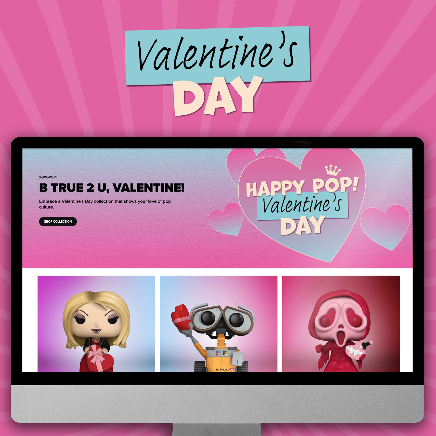 Valentine's Day landing page inside a screen