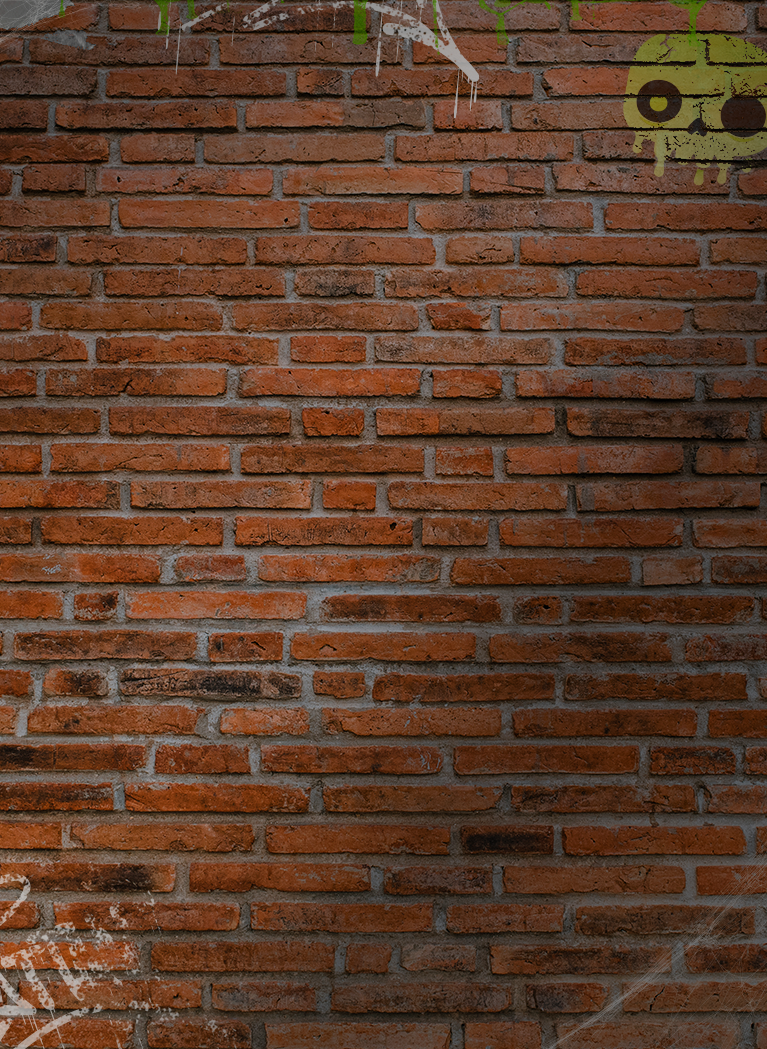 Brick wall background with graffiti pattern