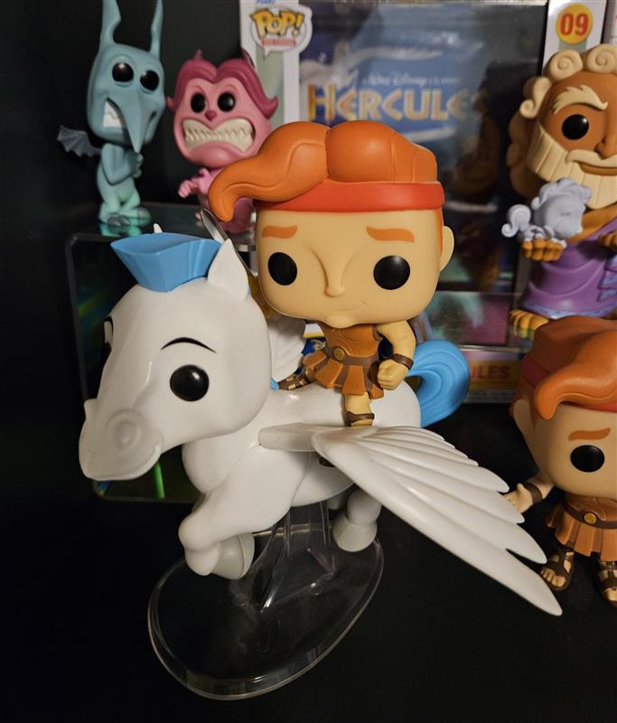 Pop! Rides Hercules on Pegasus, surrounded by other Disney's Hercules Pops!