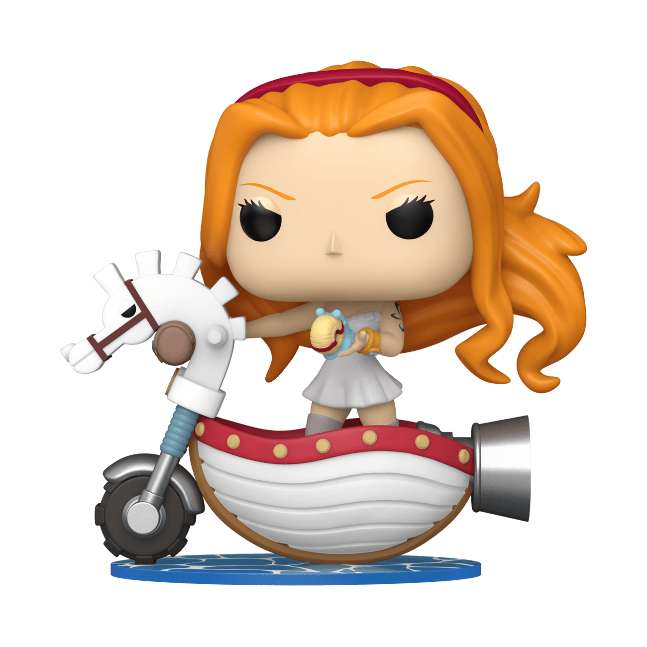 This photo displays POP! Rides Nami atop White Hobby Horse.