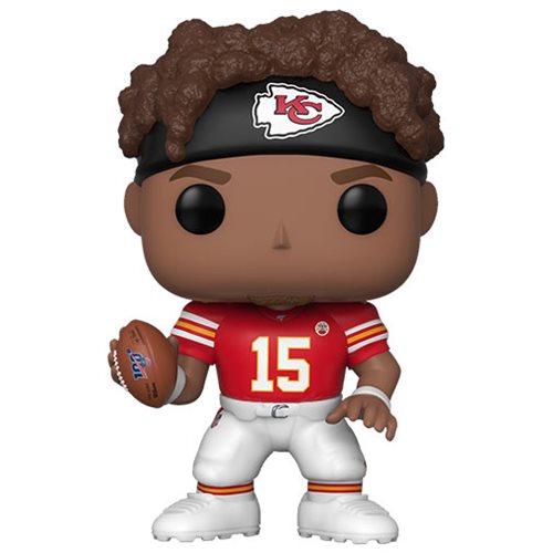 Pop! Patrick Mahomes II with a football, in Kansas City Chiefs uniform