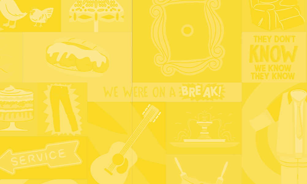 Yellow background with subtle, seamless Friends icons pattern