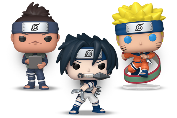 80343/80340/80341 - Pop! Sasuke Uchiha with Demon Wind Shuriken/Pop! Iruka Umino/Pop! Naruto Uzumaki with Scroll