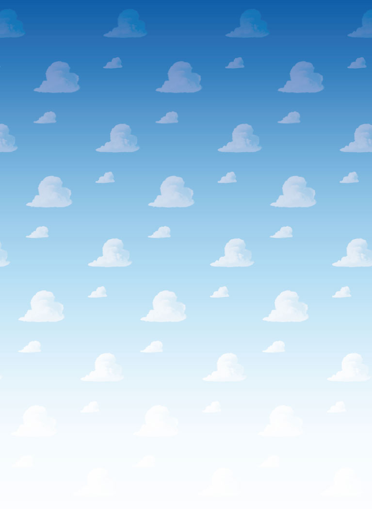 Blue to White gradient background with Pixar cloud pattern
