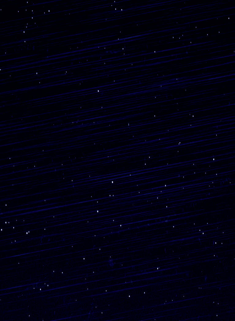 Black space background with stars and zooming Purple lights