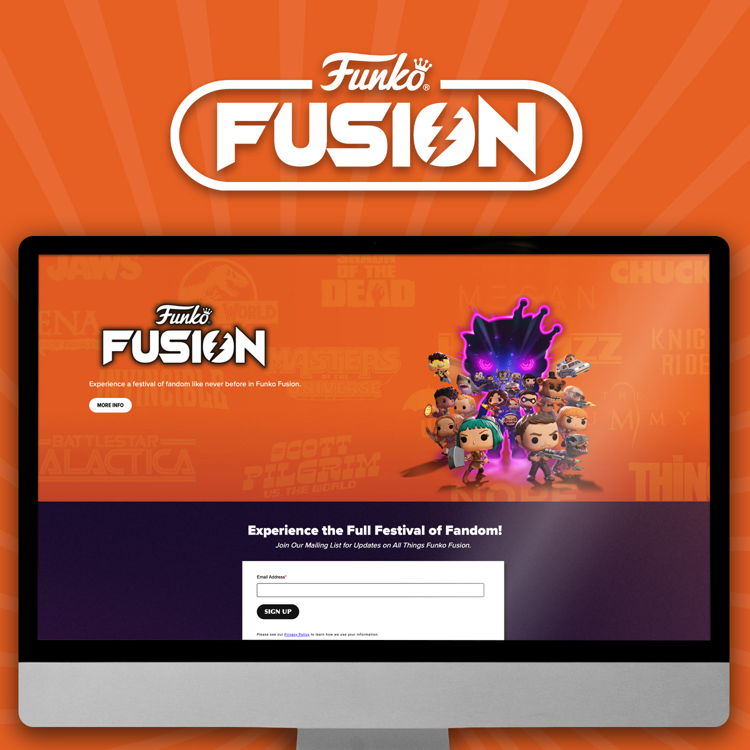 Funko Fusion landing page inside a screen
