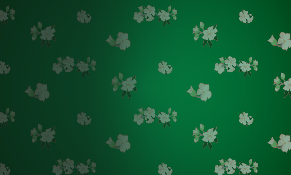 Green background with seamless floral pattern and Black to transparent gradient overlay