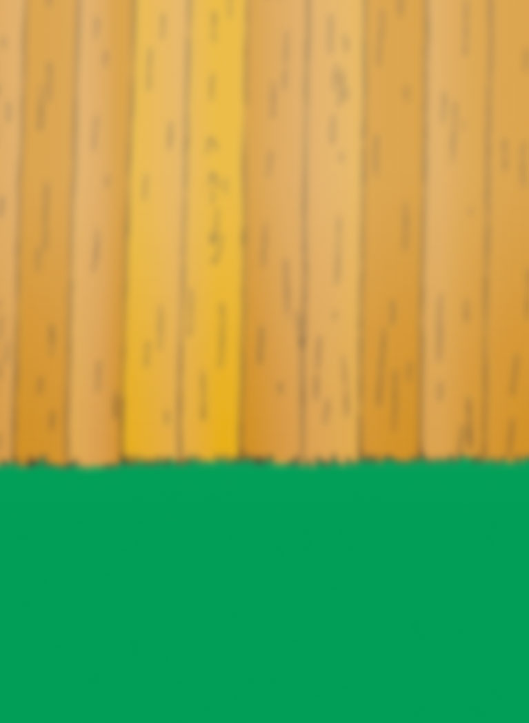 Cartoon Brown wood fence and Green grass background