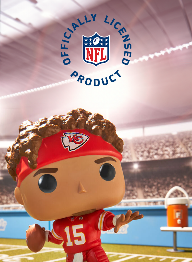 Animated football stadium background featuring Funko Pop! NFL vinyl collectibles