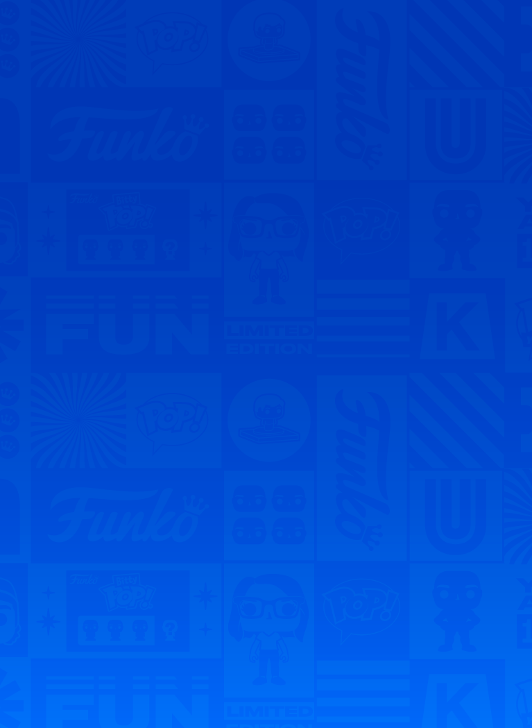 Blue gradient background with seamless Funko pattern