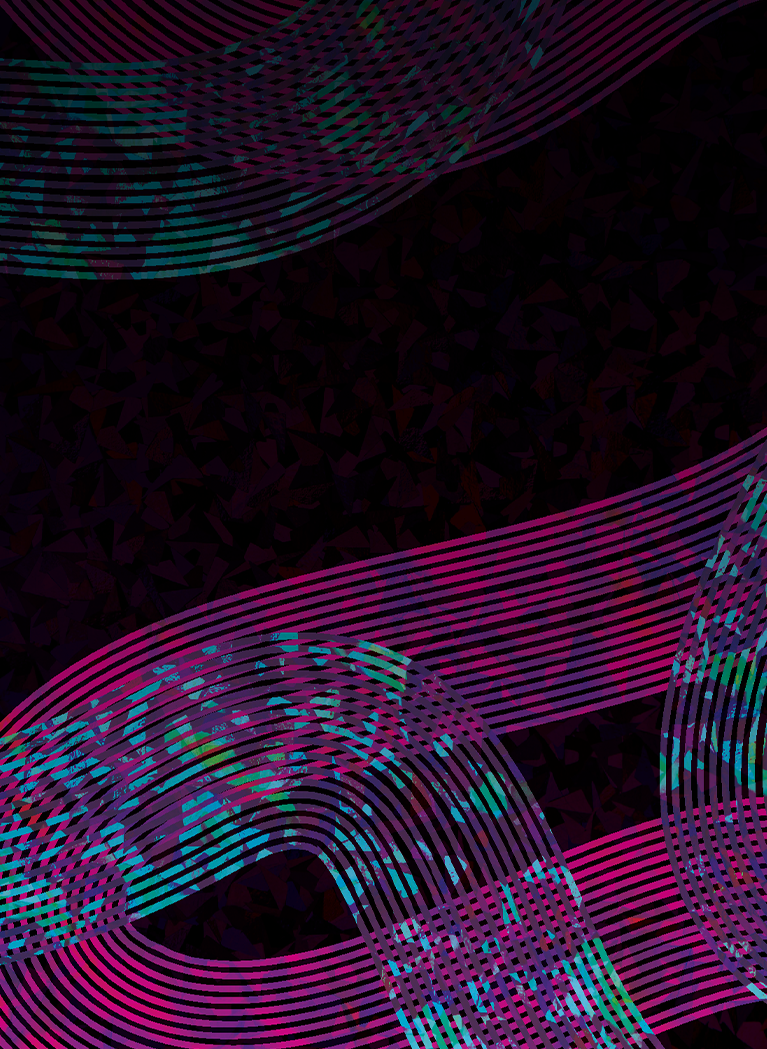 Dark Pink, Purple, Blue, and Green background with fingerprint patterns
