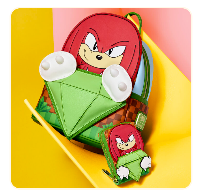 Loungefly Exclusive Sonic the Hedgehog Knuckles mini backpack and wallet