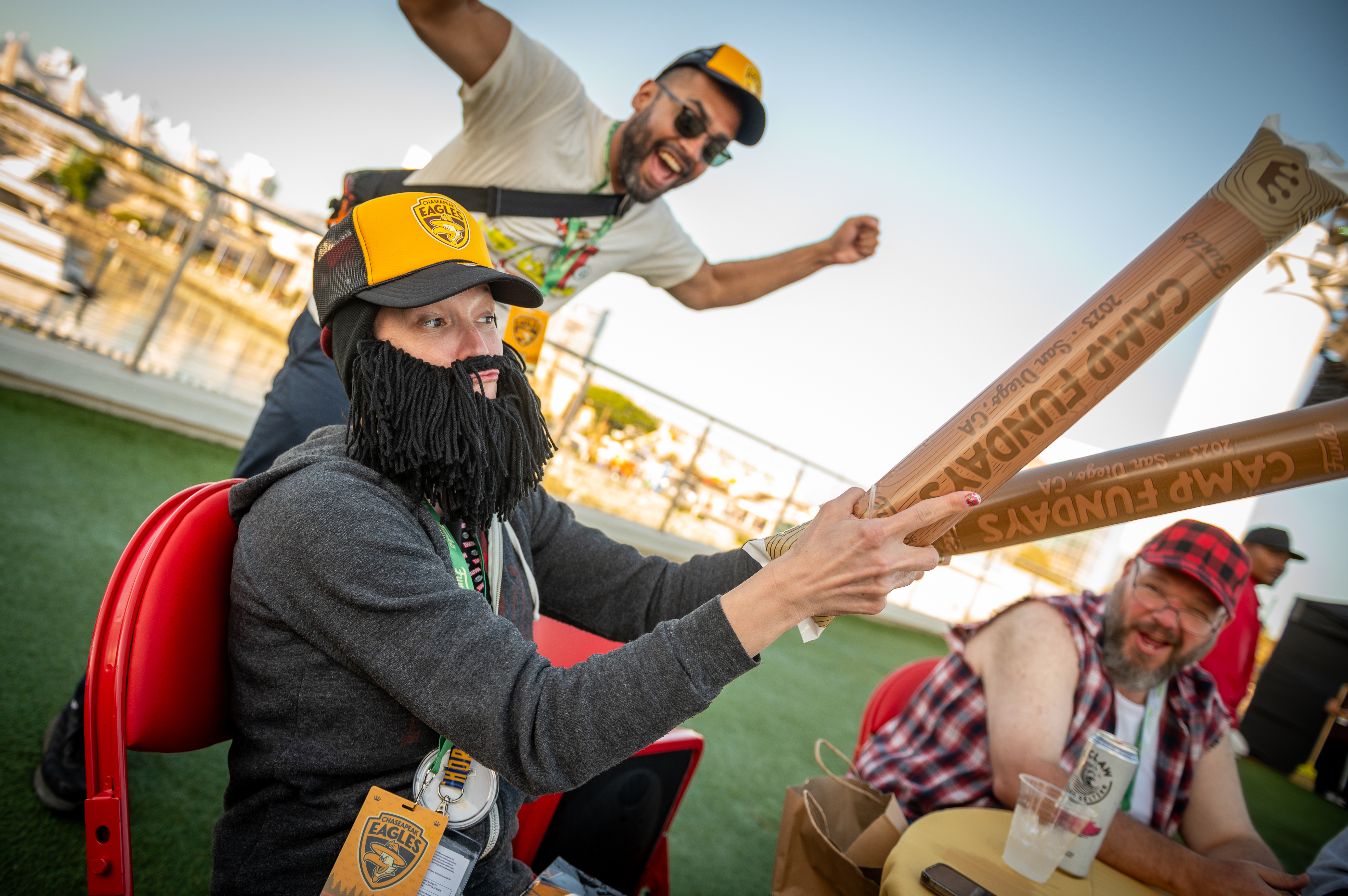 Team Popawaka Lumberjacks Members Celebrate at Camp Fundays