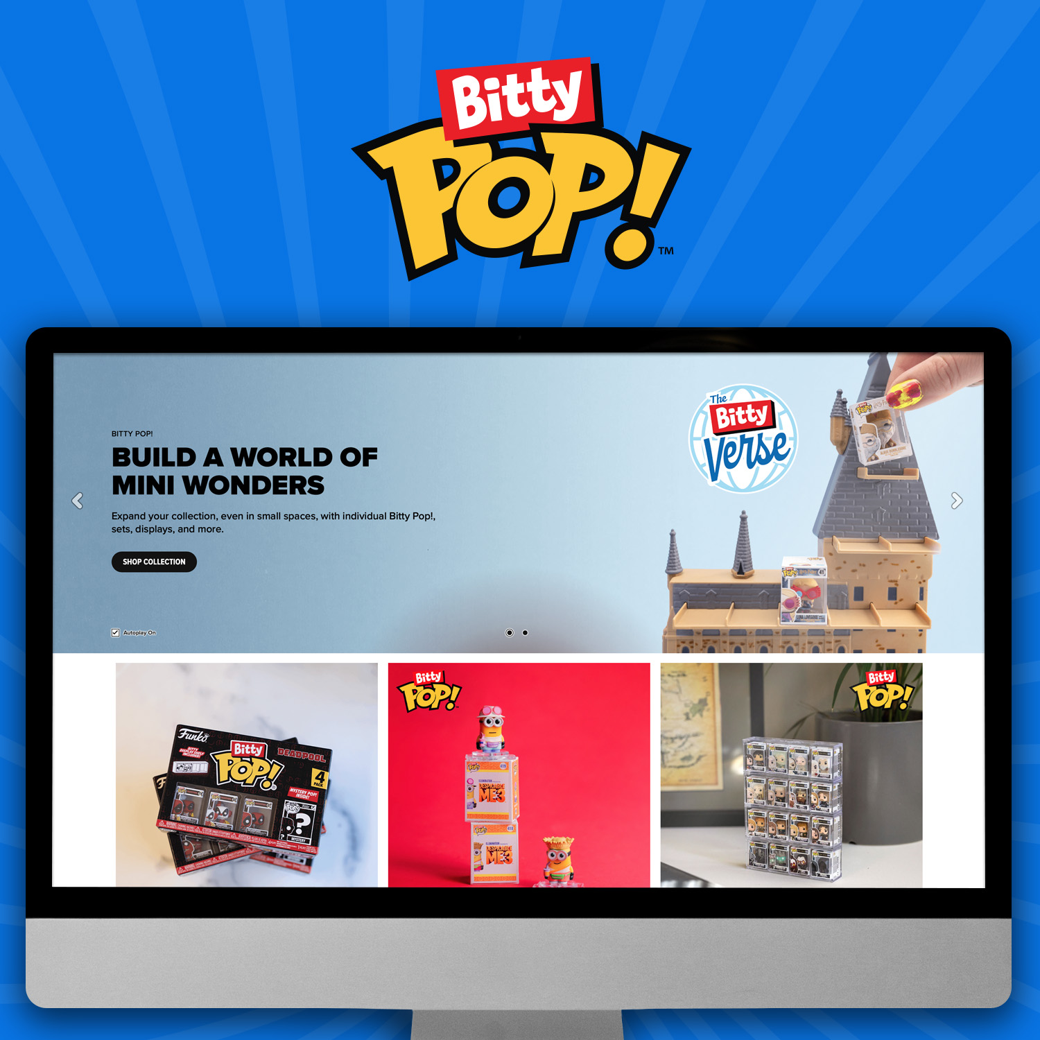 Bitty Pop! landing page inside a screen