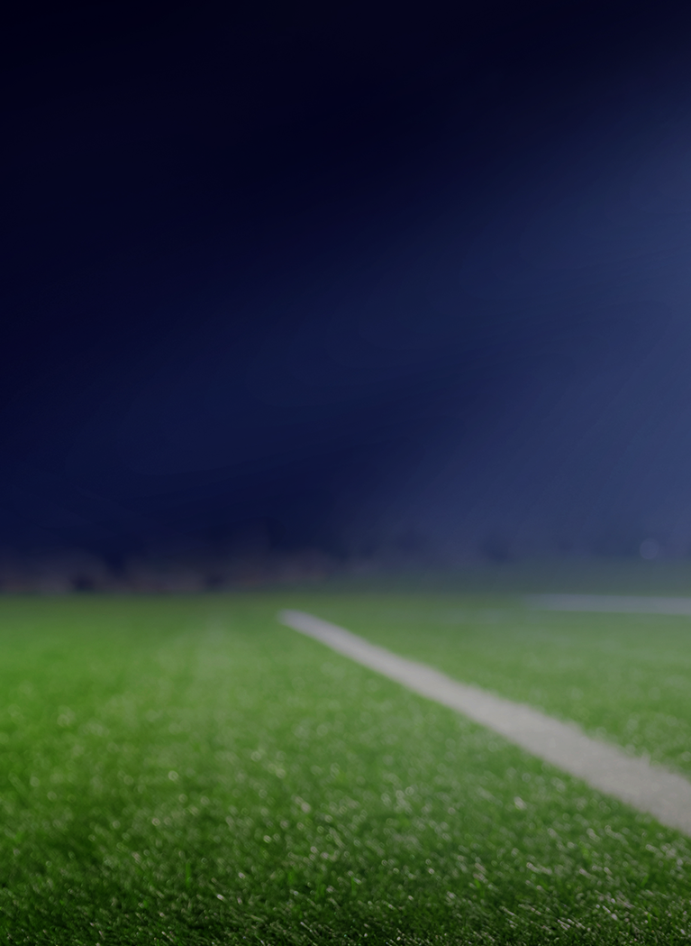 Bright stadium background with futbol field and Blue sky