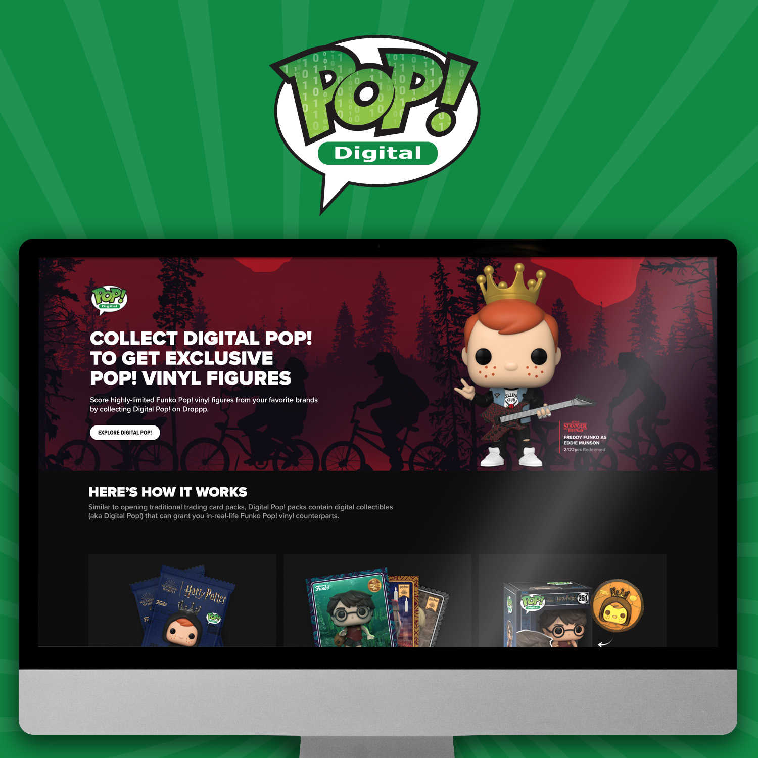 Digital Pop landing page inside a screen