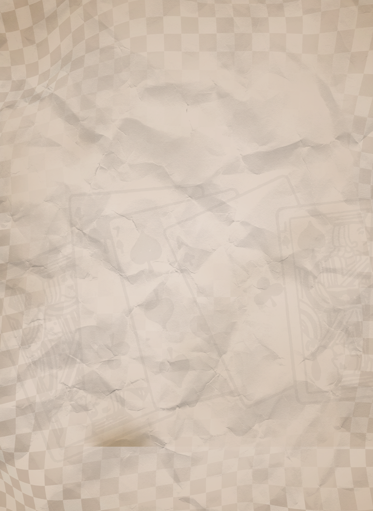 Tan/Beige background with crumpled texture and checkered pattern seamless pattern with overlay of playing cards