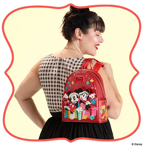 Orange holiday border featuring Disney Mickey & Friends accessories