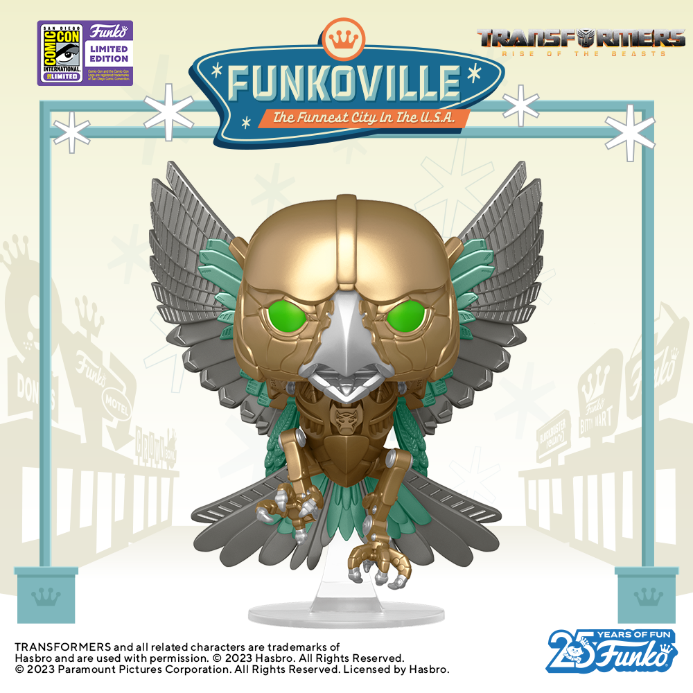 Your Transformers collection will have to shift gears to accommodate this 2023 SDCC-exclusive Pop! Airazor collectible. It's wings are spread and it's talons are poised to grab its prey.