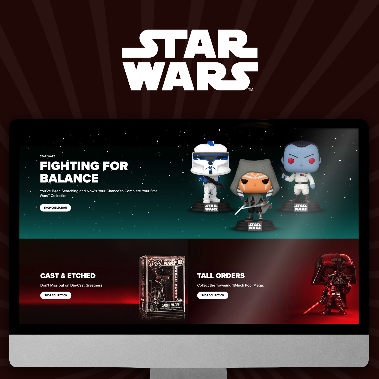 Star Wars landing page inside a screen
