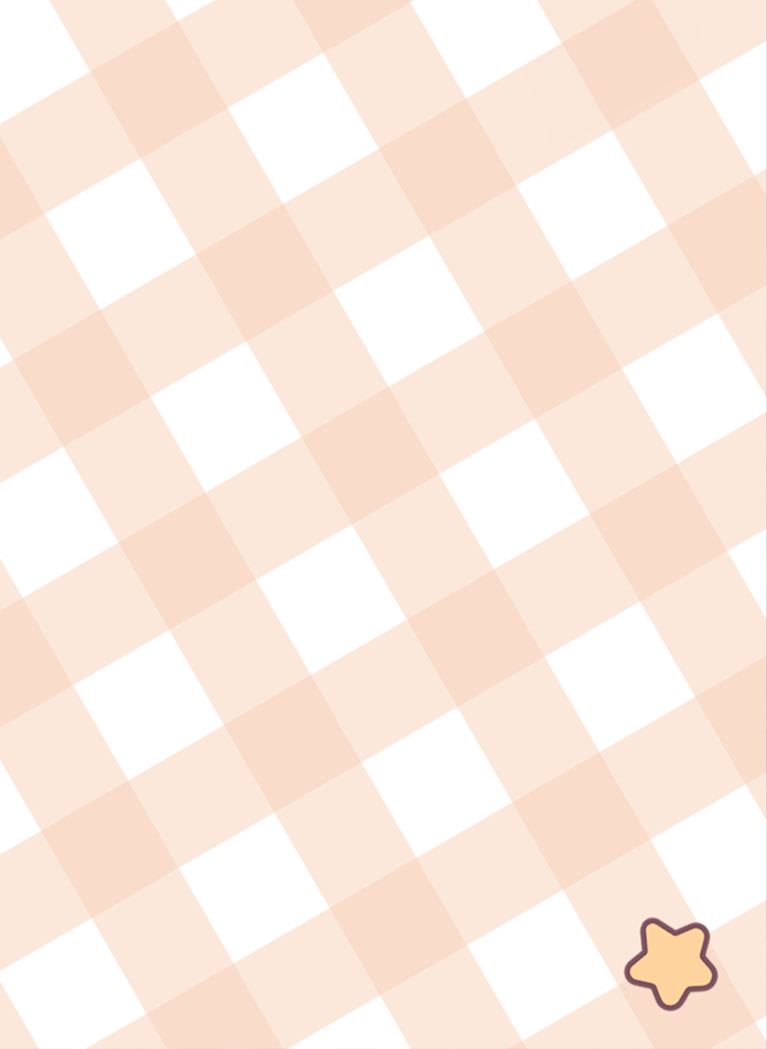White and Beige gingham pattern with star and flower stickers
