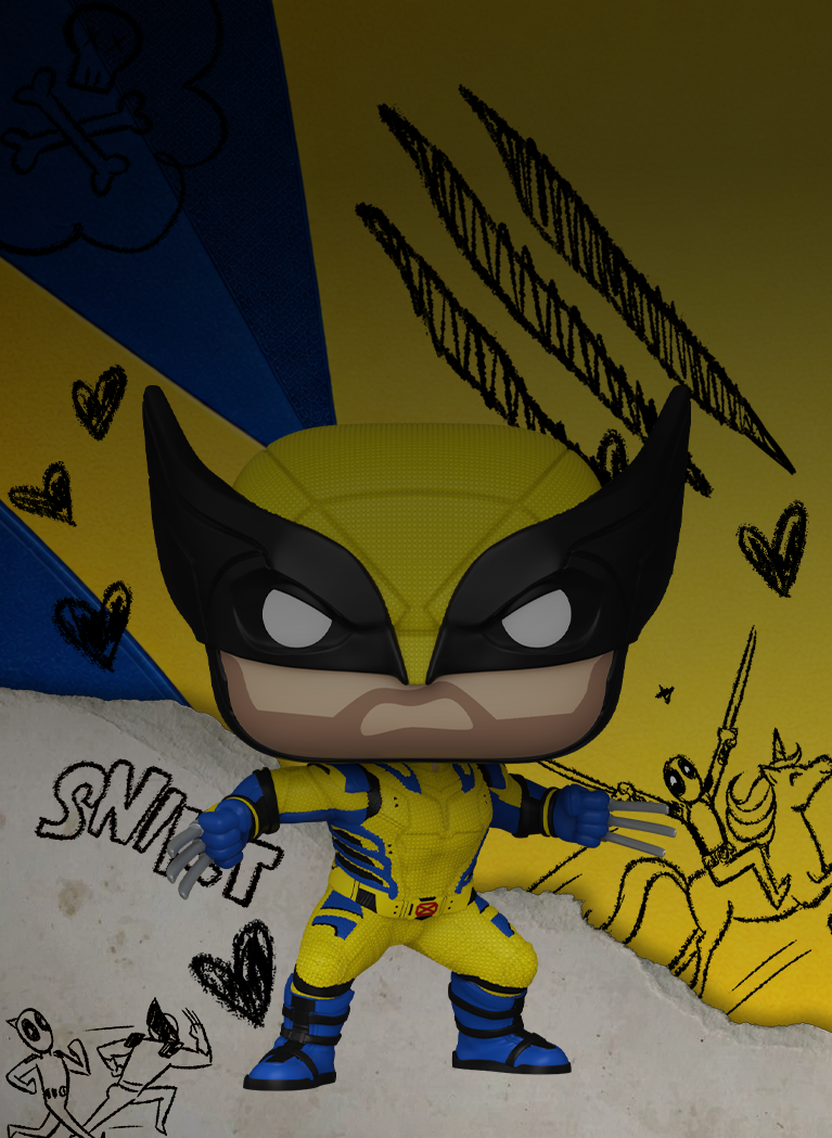 Blue and Yellow Wolverine banner with Black overlay