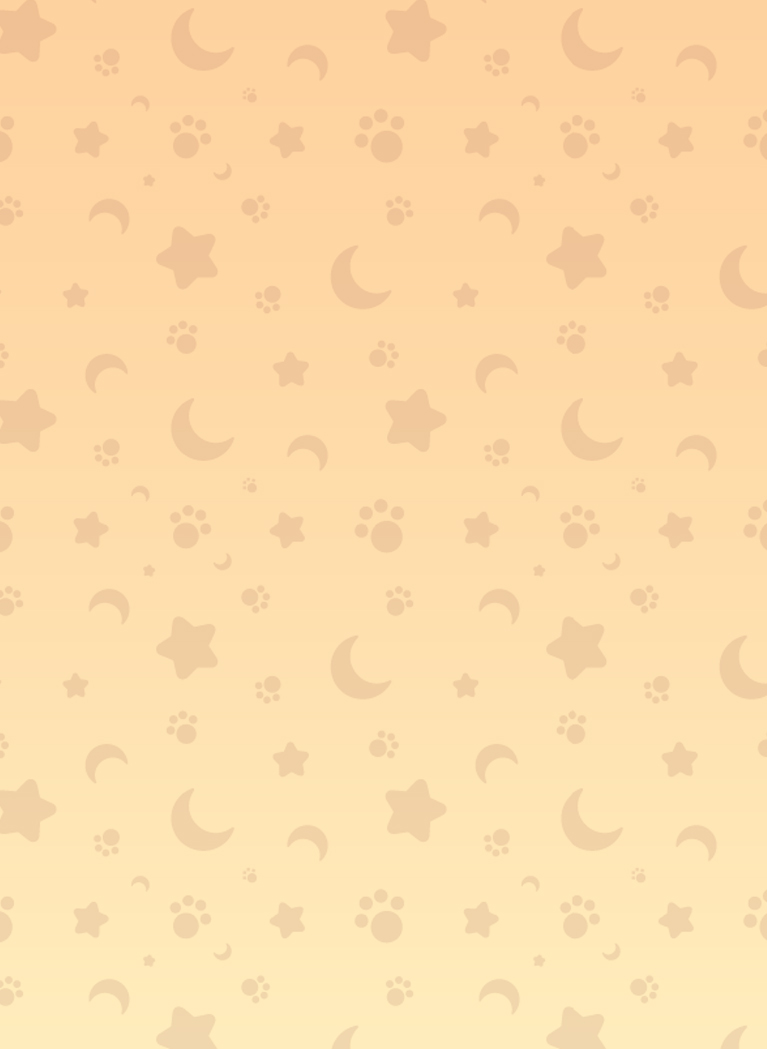 Orange to Yellow gradient background with sun, star and paw prints pattern