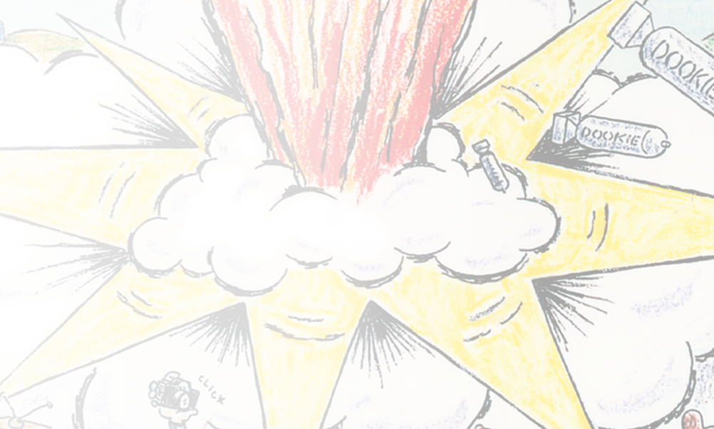 Cartoon paper drawing of cloud and explosion