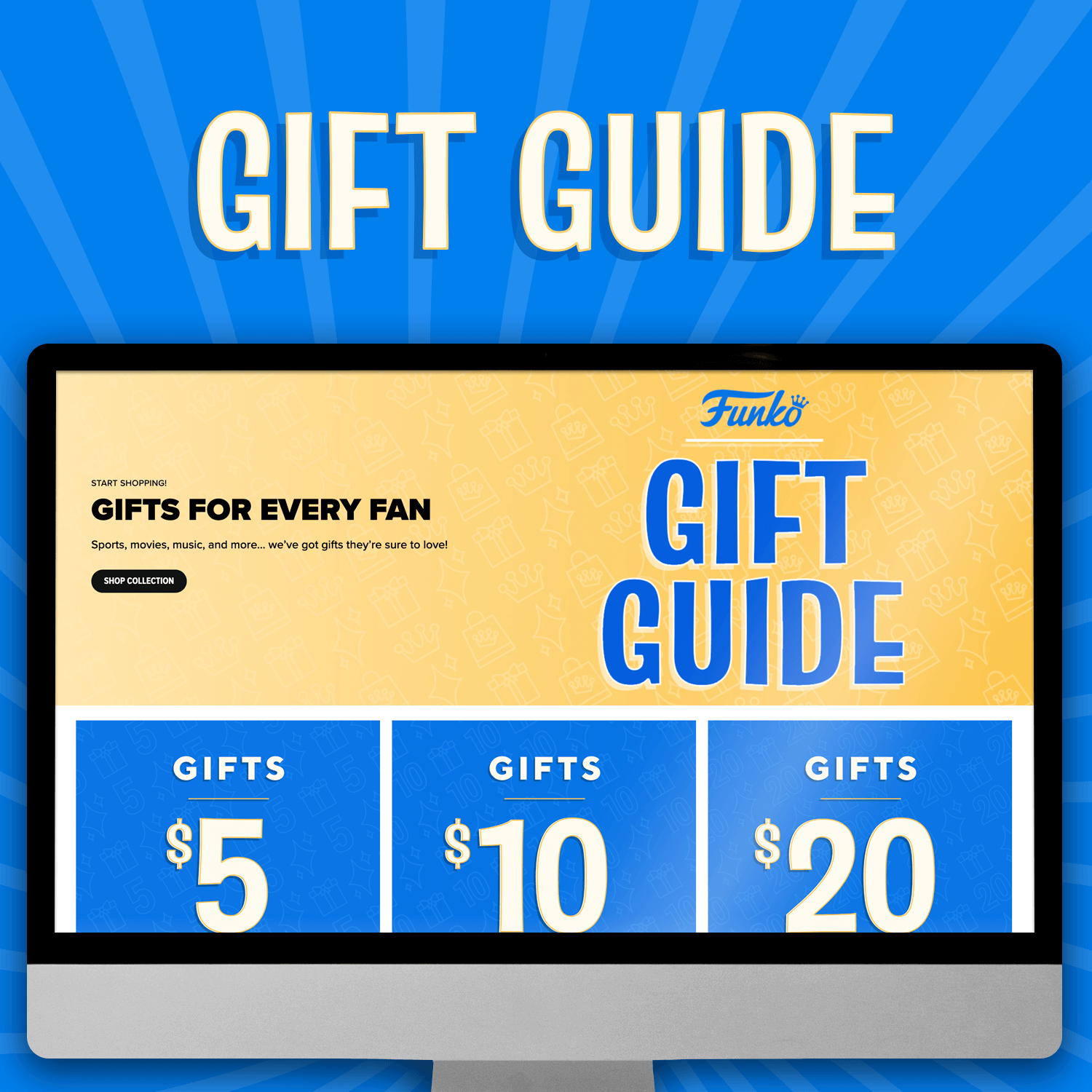 Gift Guide landing page inside a screen
