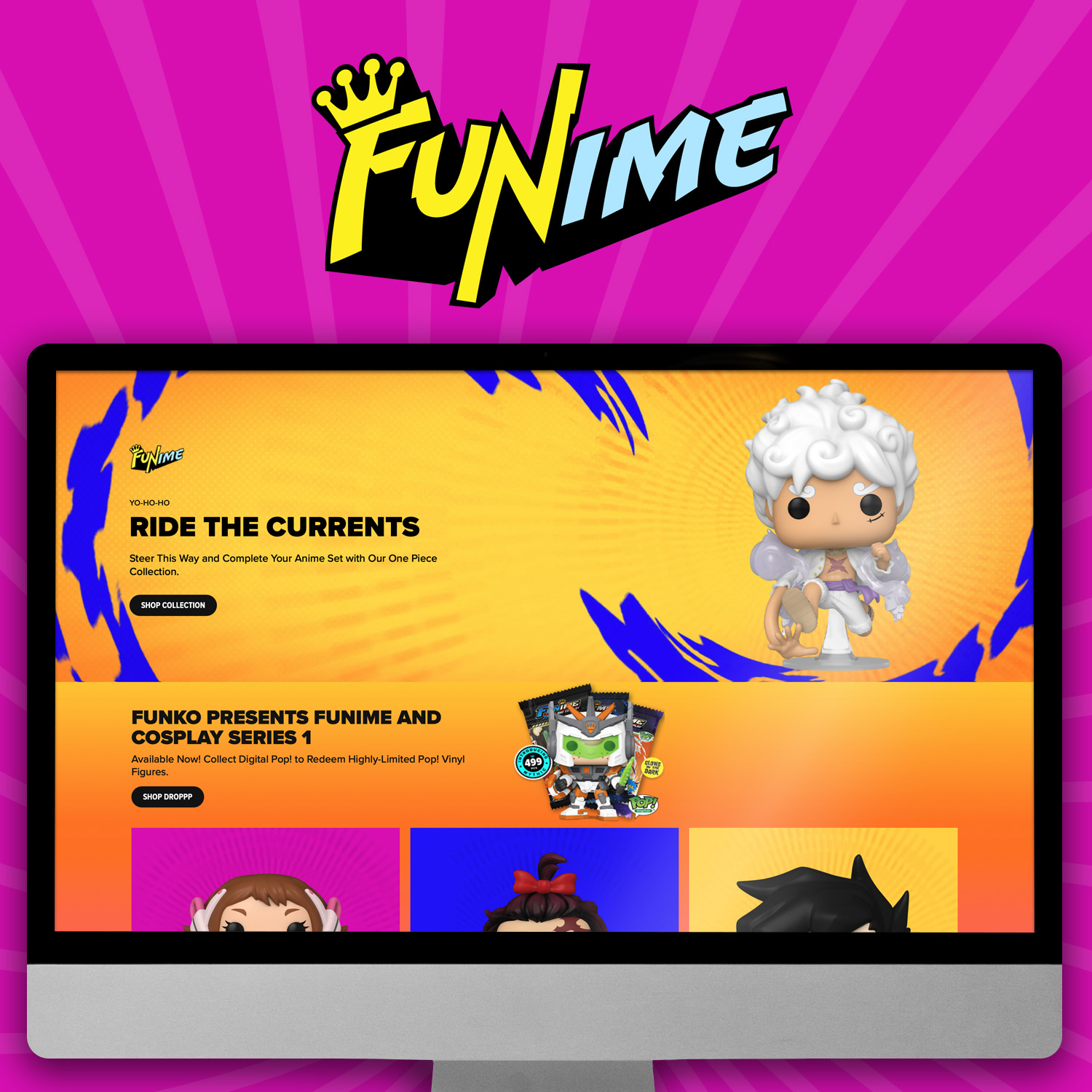 Anime landing page inside a screen