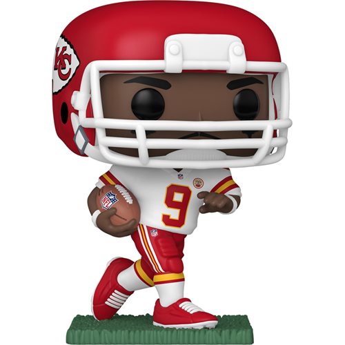 Pop! JuJu Smith-Schuster, running with the football in Kansas City Chiefs uniform