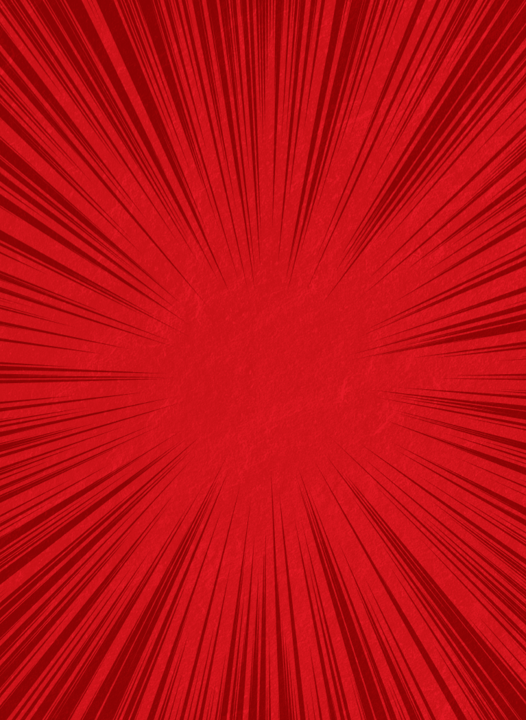 Red background with explosion lines and subtle stucco texture