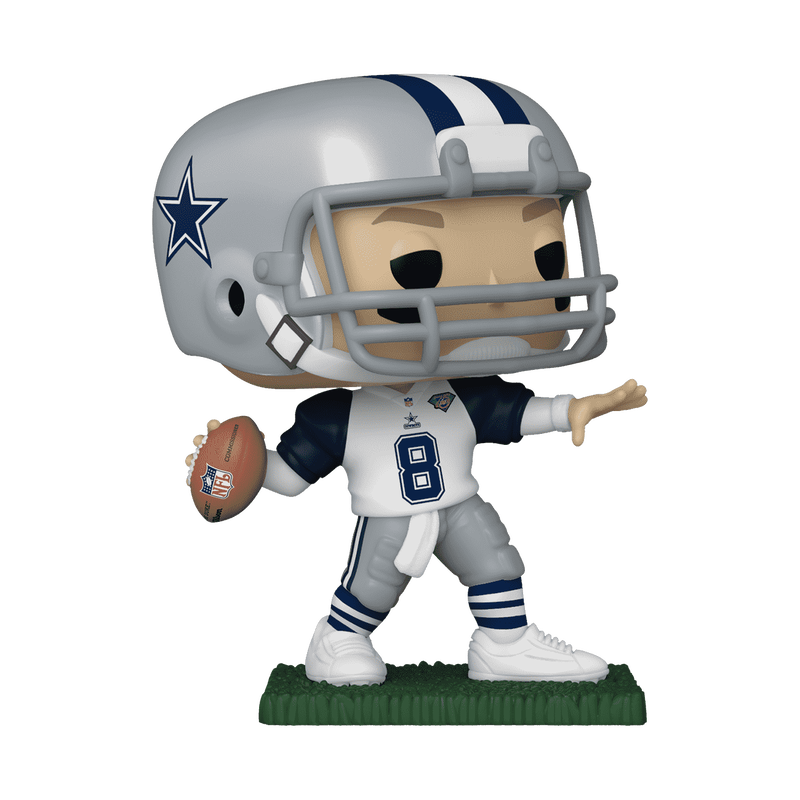 Exclusive Pop! Troy Aikman in his throwback jersey, throwing a football.