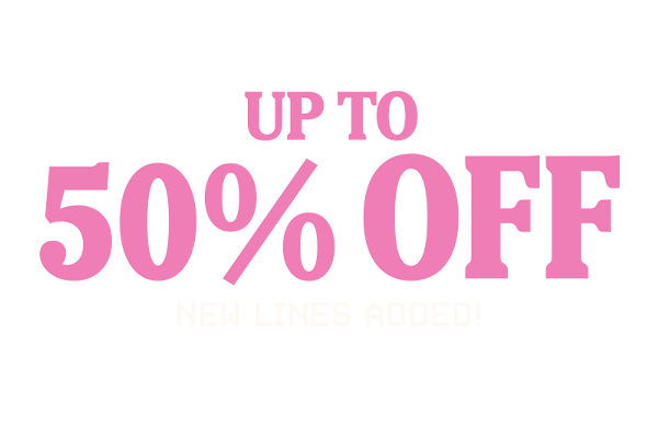 Pink text for Funko's Black Friday sale. Shop up to 50% Off now