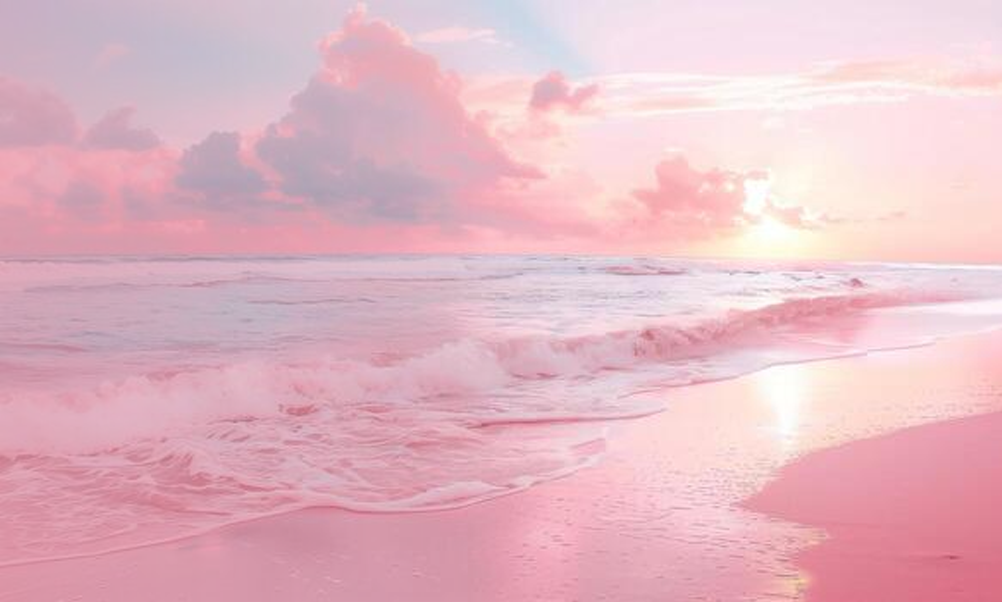 Beach shore background with Pink hue