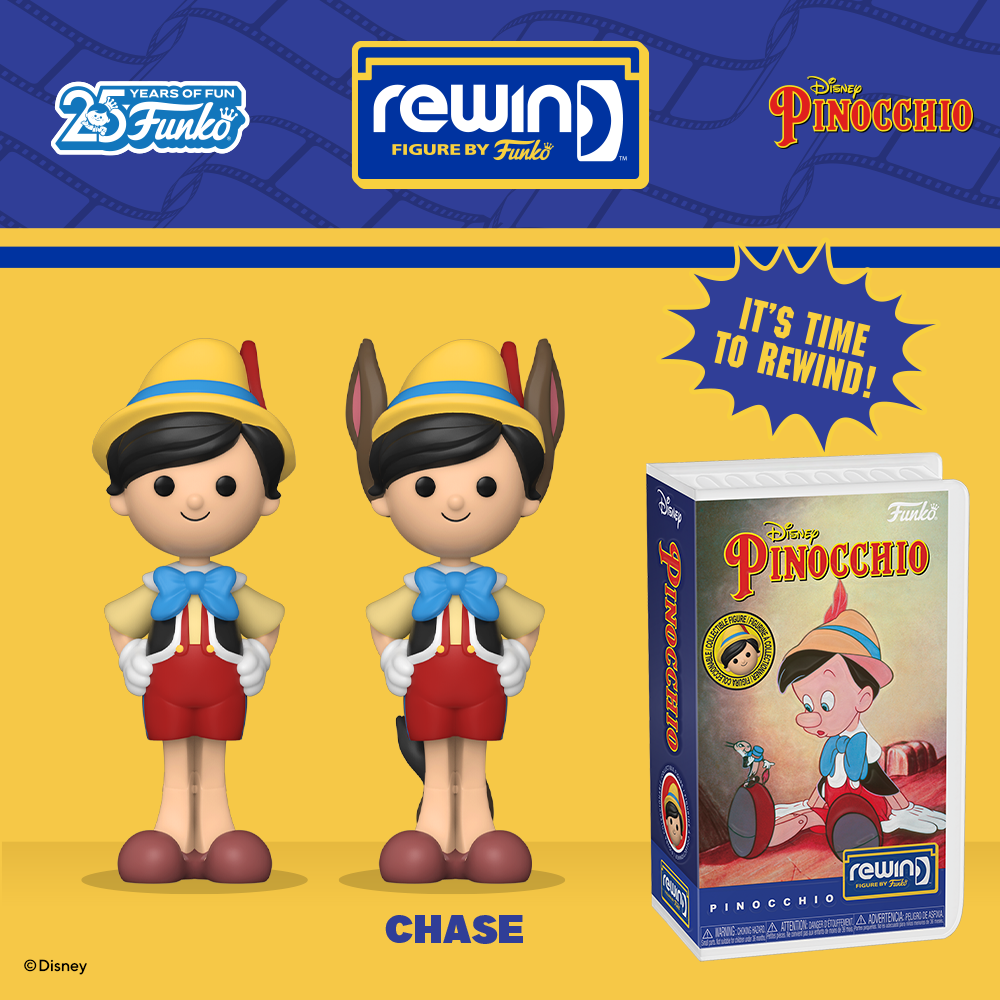 Set out for adventure with Disney’s Pinocchio! Navigate the real world with this Funko REWIND collectible and you may find the chase of Disney's Pinocchio with donkey ears. Guide him into your collection at Funko.com.