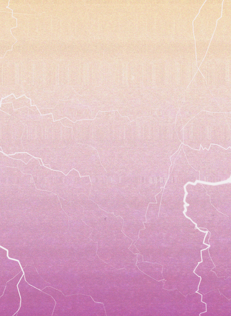 Orange to Pink gradient background with lightening strikes