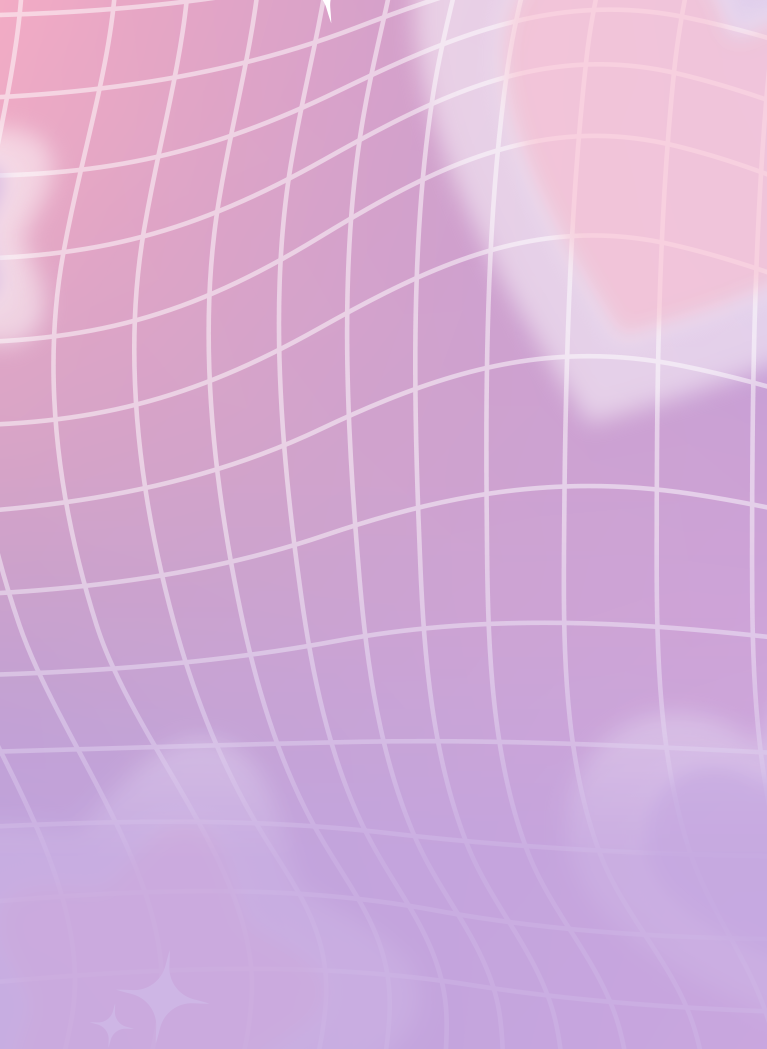 Pink and Purple background featuring stars, hearts and synth wave pattern